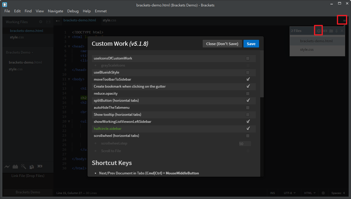 Custom Work - my setting