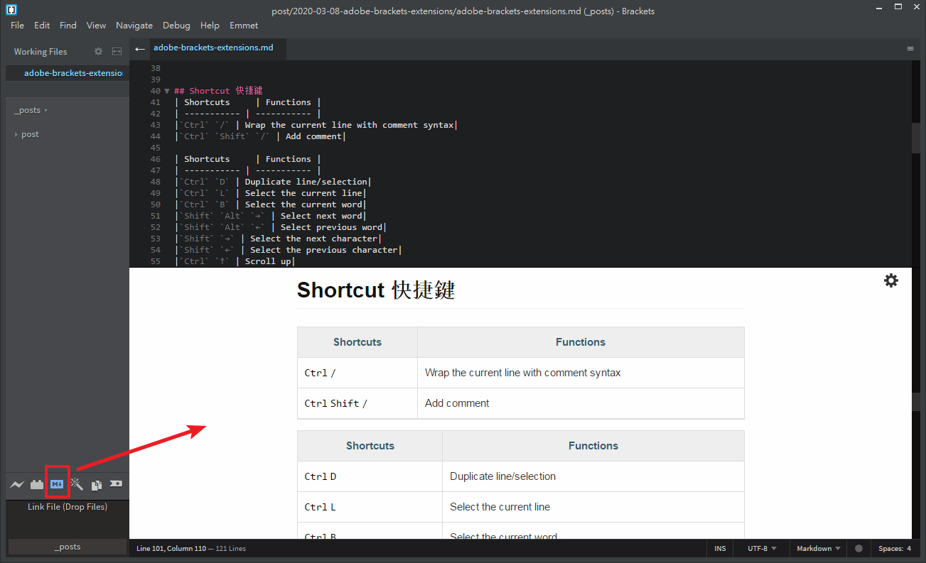 Brackets Markdown Preview